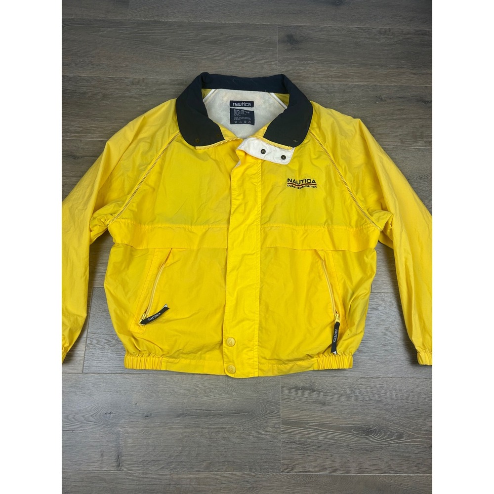 Vintage 90s Nautica Ocean Sportsman Yellow Windbreaker Jacket Mens XL